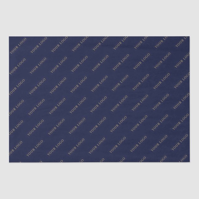 Simple Navy Blue Business Brand Logo Printed Tissue Paper (Front)