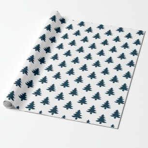 Simple Navy Blue Christmas Tree Pattern Wrapping Paper