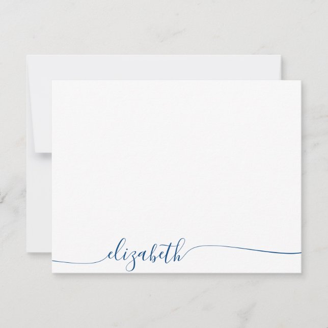 Simple Navy Blue Cursive Script Personalized Name Card (Front)