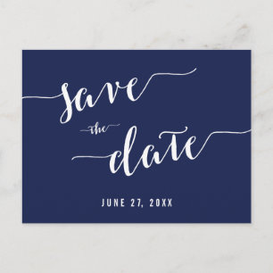 Simple Navy Blue Enregistrer La Date Cartes Postal