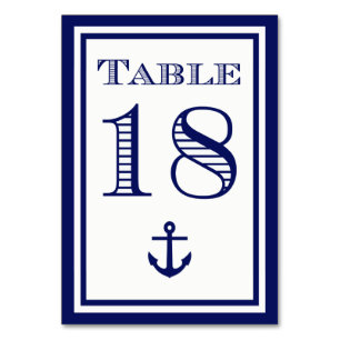 Simple Navy Blue Framed Anchor Table Card #18