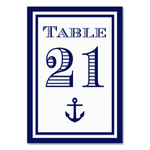 Simple Navy Blue Framed Anchor Table Card #21