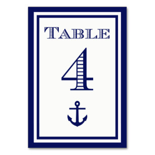 Simple Navy Blue Framed Anchor Table Card #4
