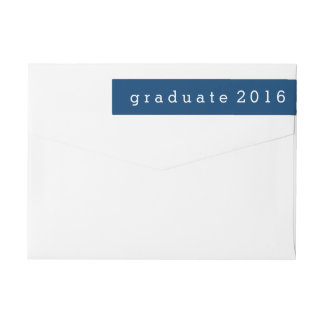 Simple Navy Blue Graduate 2016 Wrap Around Label