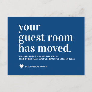 Simple Navy Blue Guest Room Moving Announcement