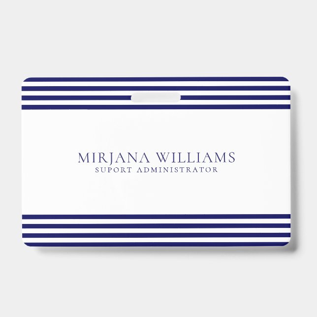 Simple Navy-Blue Lines Frame Badge (Front)