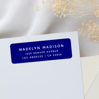 Simple Navy Blue Minimalist Elegant Adresse de ret