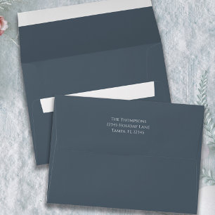 Simple Navy Blue Minimalist Return Address Printed Envelope