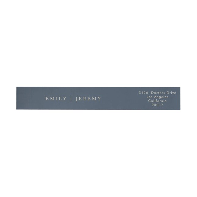 Simple Navy Blue Modern Calligraphy Wedding Wrap Around Label (Individual)