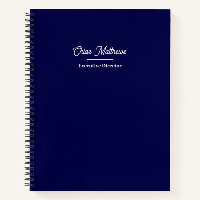 Simple Navy Blue Modern Professional Notebook (Front)