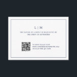 Simple Navy Blue Monogram QR Code Wedding RSVP  Card<br><div class="desc">Simple Wedding Mini RSVP Card featuring a modern yet elegant design with your two letter monogram along with your custom QR Code surrounded by a thin border. All design elements are in navy blue and may be changed to any colours you wish in the design editing tool. A chic and...</div>