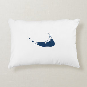 Simple Navy Blue Nantucket Island ACK Map Accent Pillow