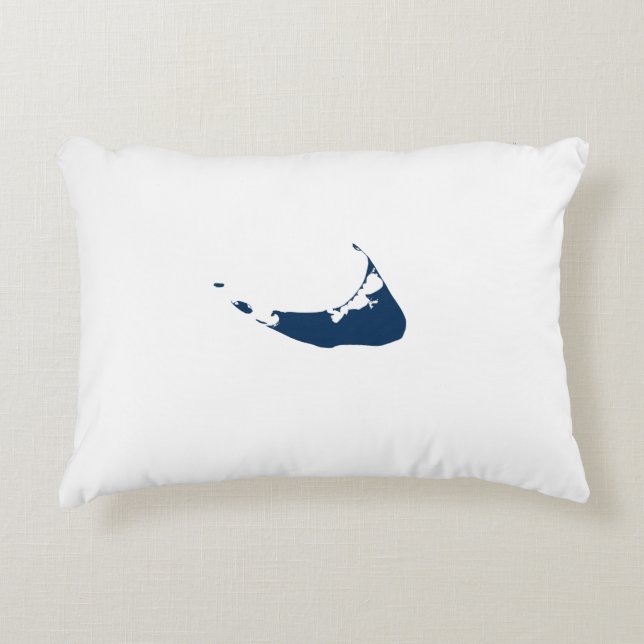 Simple Navy Blue Nantucket Island ACK Map Accent Pillow (Front)