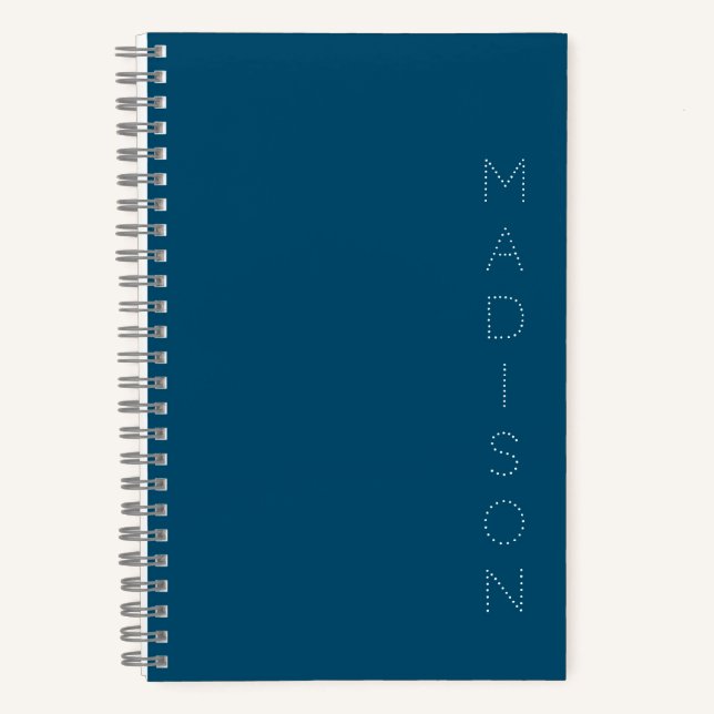 Simple Navy Blue Personalized Name  Notebook (Front)