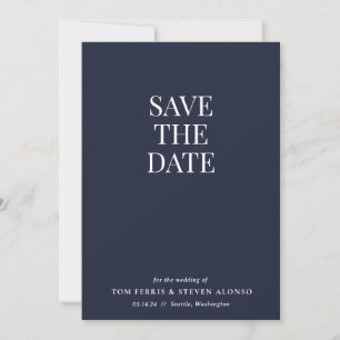 Simple Navy Blue Save the Date Invitation