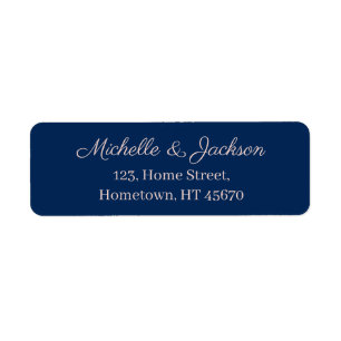 Simple Navy Blue Script Clear Pink Text Wedding