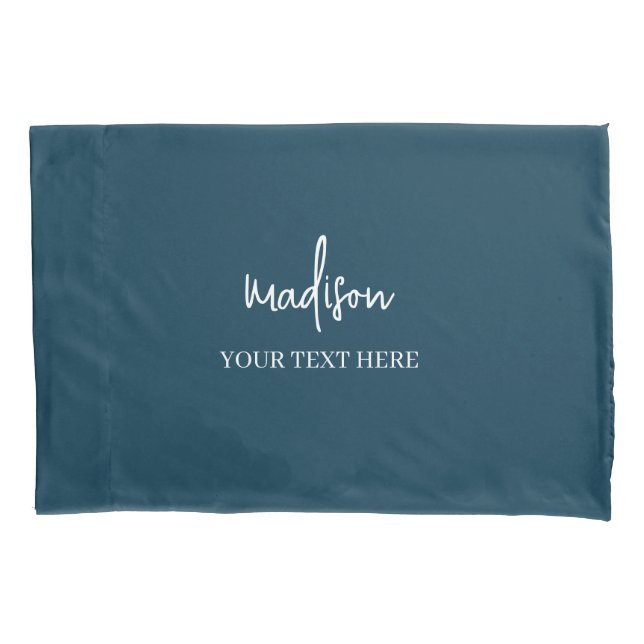 Simple Navy Blue Signature With Text  Pillowcase (Front)