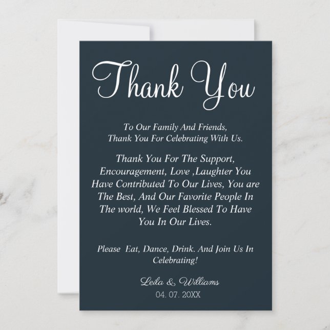 Simple navy blue template thank you wedding (Front)
