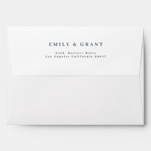 Simple Navy Blue Text and White Modern Invitation Envelope