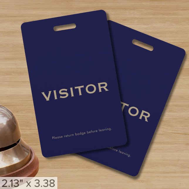 Simple Navy Blue Visitor Badge | Vertical (Creator Uploaded)