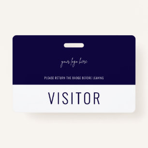 Simple Navy Blue Visitor Pass Company Logo Badge