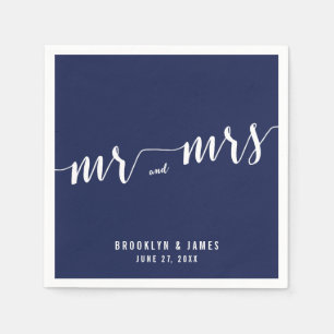 Simple Navy Blue Wedding Napkins
