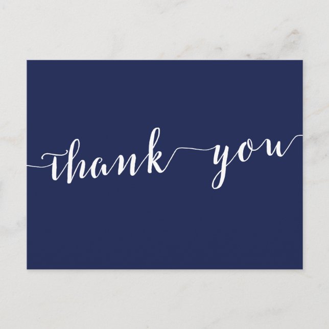 Simple Navy Blue Wedding Thank You Postcards (Front)