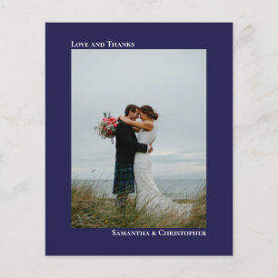 Simple Navy BUDGET Wedding Photo Thank You Card