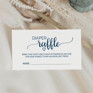 Simple Navy Calligraphy Diaper Raffle Enclosure Card