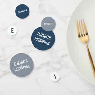 Simple Navy & Dusty Blue Typography Wedding Confetti