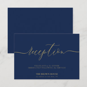 Simple Navy Gold Signature Party Reception Invitation