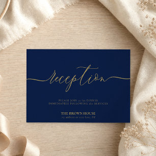 Simple Navy Gold Signature Party Reception Invitation