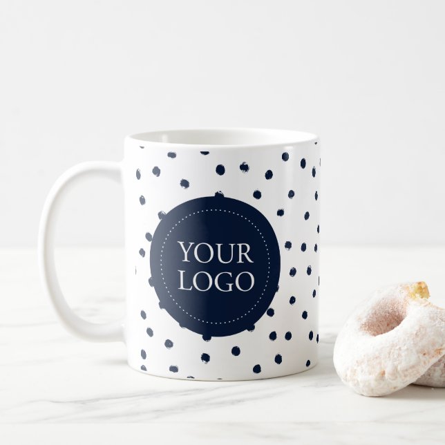 Simple Navy Minimal Business Logo Custom Coffee Mug (With Donut)