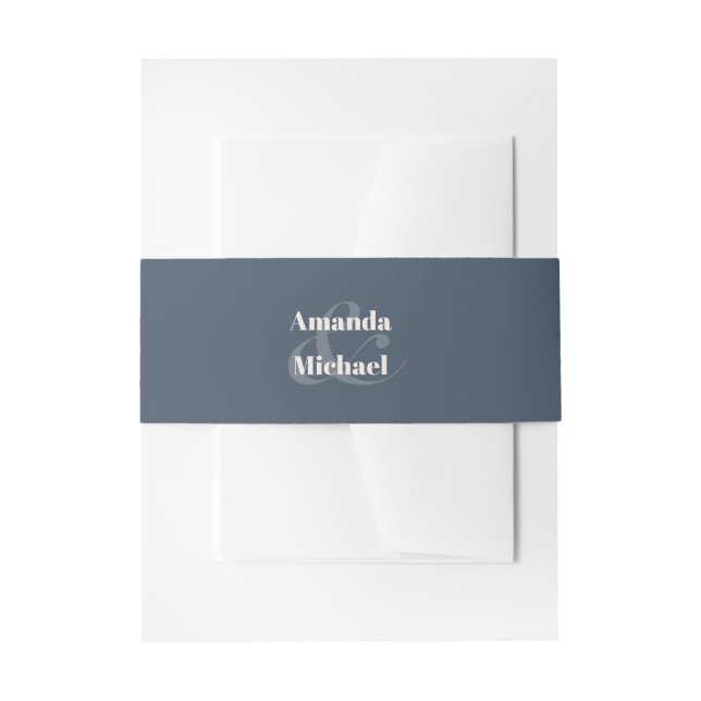 Simple Navy Modern Minimalist Bride and Groom Invitation Belly Band (Front Example)