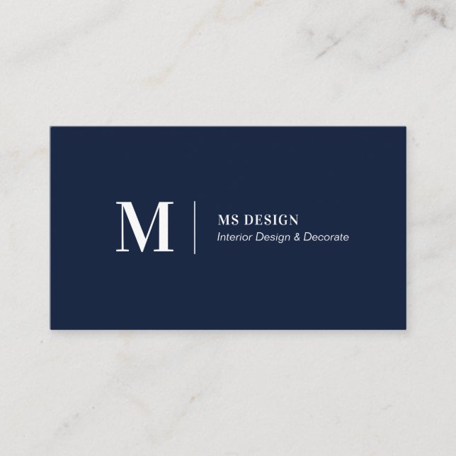 Simple Navy Modern Minimalist Business Cards (Front)