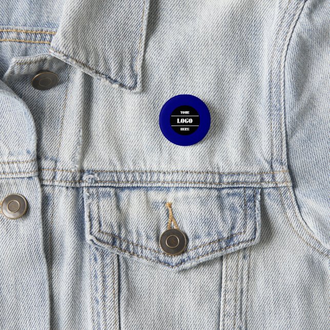 Simple Navy Personalized Solid Colour Button (In Situ)