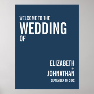 Simple Navy Typography Wedding Welcome Sign