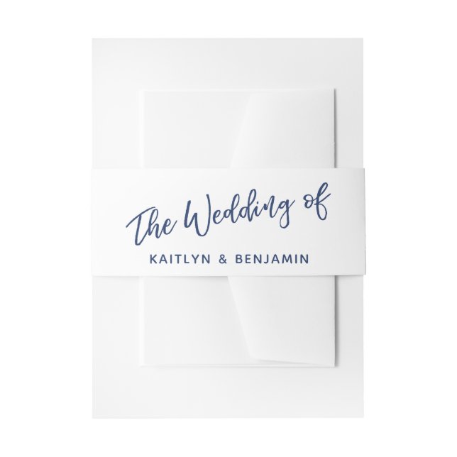 Simple Navy & White Typography The Wedding Of Invitation Belly Band (Front Example)