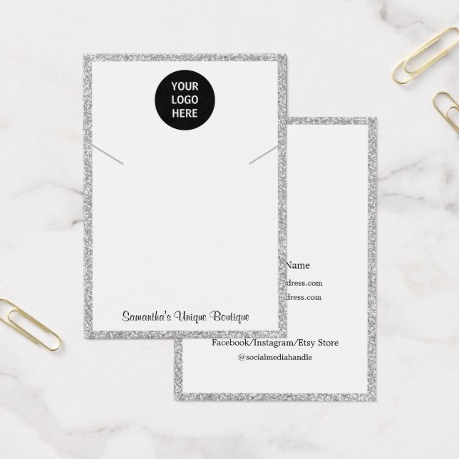 Simple Necklace Display Business Logo Silver (Office)