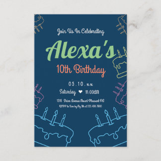 Simple Neon 10e anniversaire Invitation | Personna
