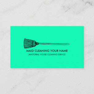 Simple neon green Maid Cleaning Room Housekeeper Business Card