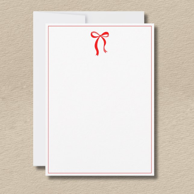 Simple Neon Red Bow Thin Border No text Card (Creator Uploaded)