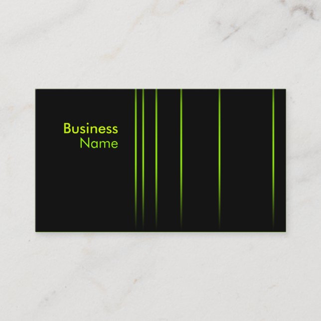 Simple Neon Vertical Lines Business Card (black) (Front)