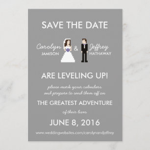Simple, Nerdy 8-Bit Bride & Groom Save the Dates Save The Date