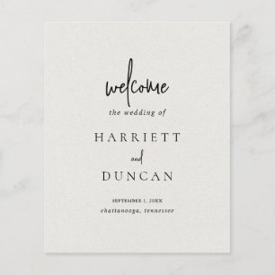 Simple Neutral Beige Elegant Wedding Programme