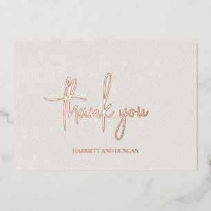 Simple Neutral Beige Elegant Wedding Thank You