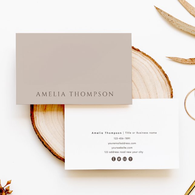 Simple Neutral Beige Professional Business Card (Creator Uploaded)