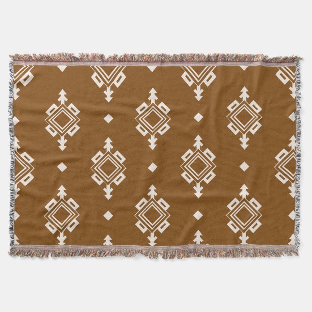 Simple Neutral Boho Southwest Native Throw Blanket (Front)
