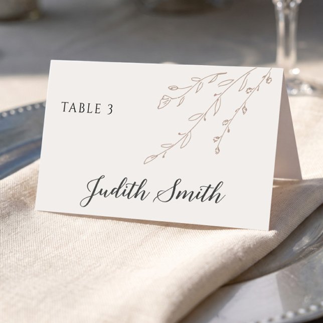Simple Neutral Cream Wedding Table Place Card (Creator Uploaded)