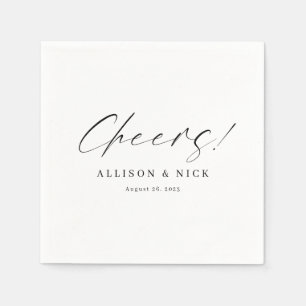 Simple Neutral Customized Cheers Wedding Napkins